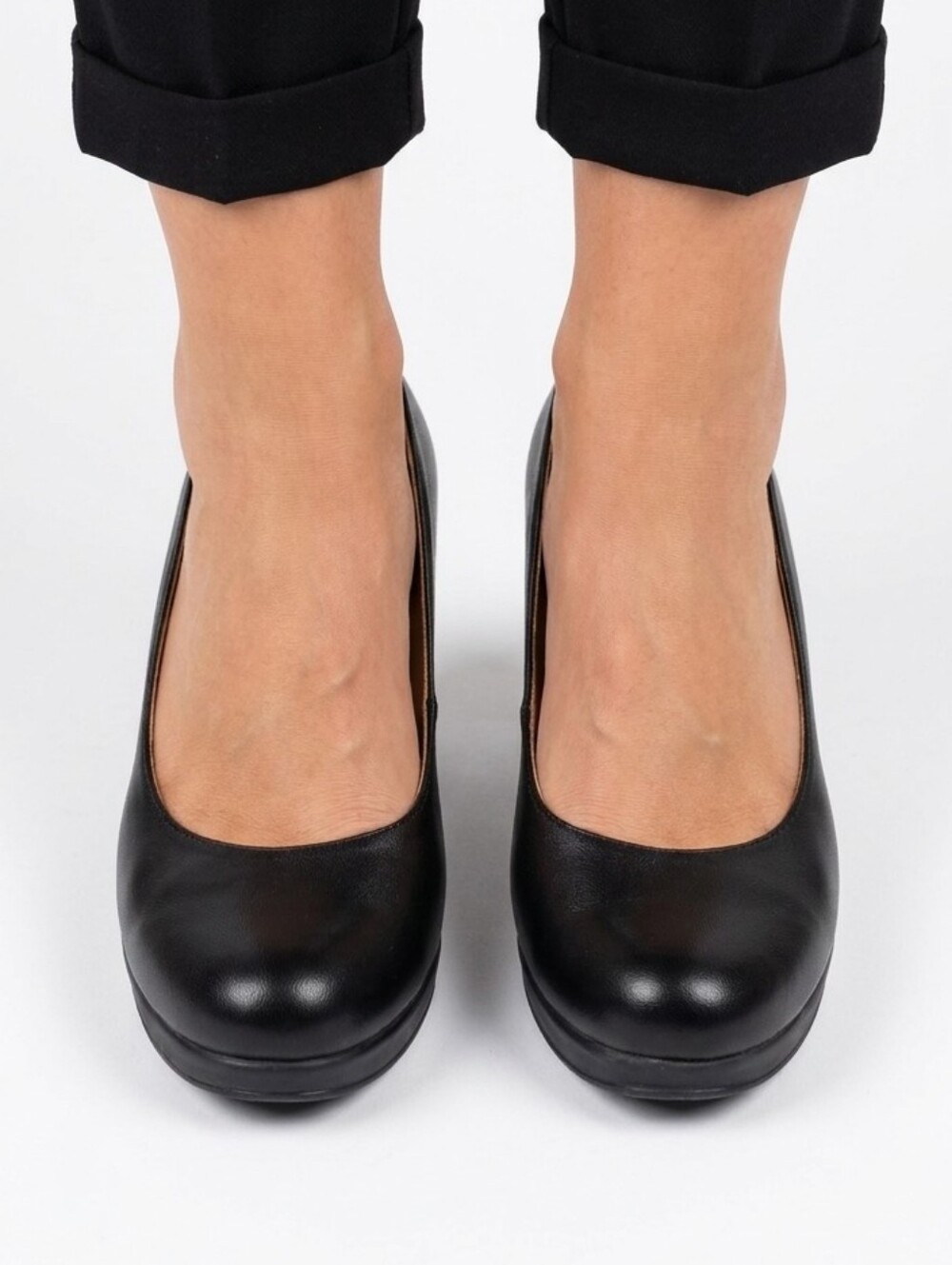 TCK Black Leather Heels | Made in Spain (Comfort Pumps)
